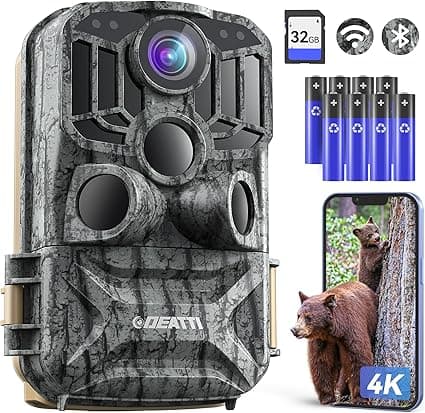 DEATTI Camera de Chasse Connectée Telephone, 4K 48MP HD Camera C