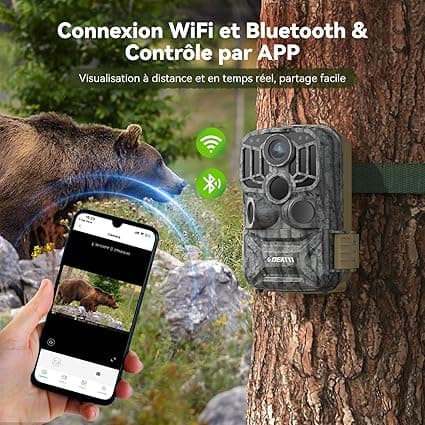 DEATTI Camera de Chasse Connectée Telephone, 4K 48MP HD Camera C