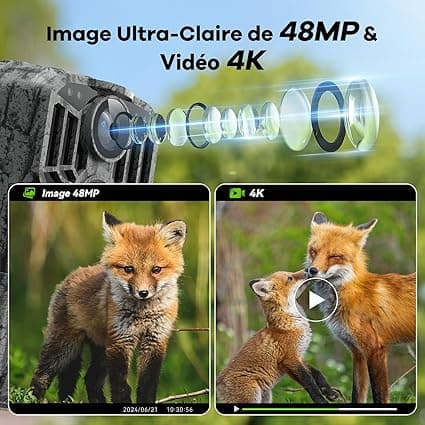 DEATTI Camera de Chasse Connectée Telephone, 4K 48MP HD Camera C