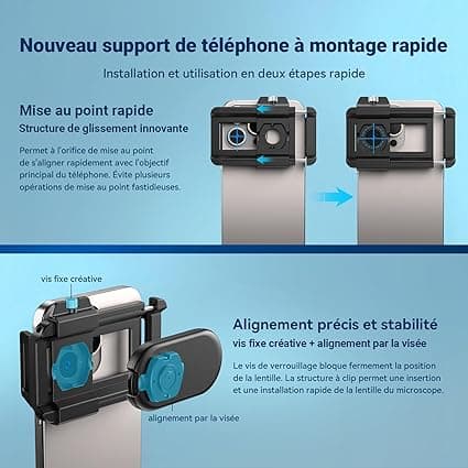 Lentille de Microscope pour téléphone 200x avec CPL, Lentille mi