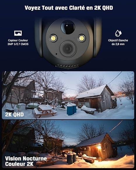 COCOCAM 3G/4G LTE Camera Surveillance Exterieur sans Fil, 2K Cam