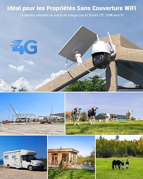 COCOCAM 3G/4G LTE Camera Surveillance Exterieur sans Fil, 2K Cam