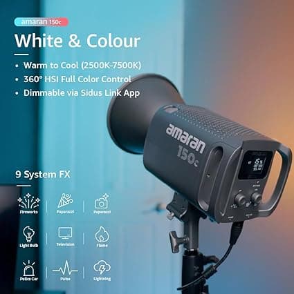 Aputure Amaran 150c (RVB, 2500K-7500K) LED Full-Colour Point-Sou