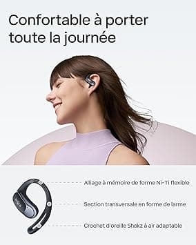 SHOKZ Écouteurs à Oreilles Libres OpenFit Air, Casque Bluetooth
