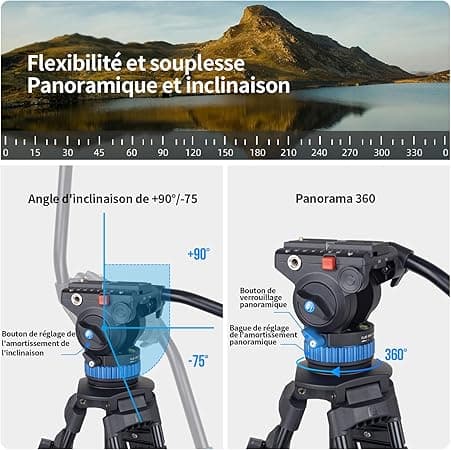 SIRUI Trépied Vidéo AM-25S, Trépied en Alliage d'Aluminium de 74