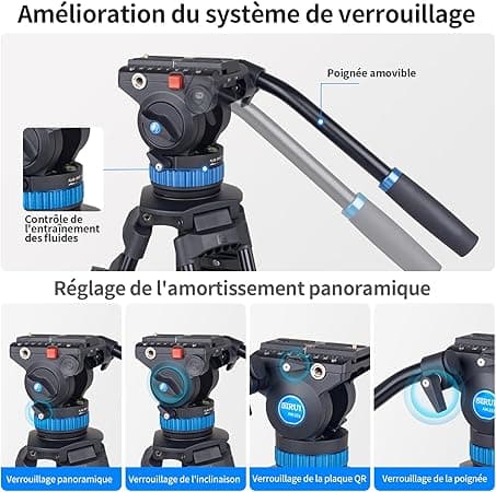 SIRUI Trépied Vidéo AM-25S, Trépied en Alliage d'Aluminium de 74