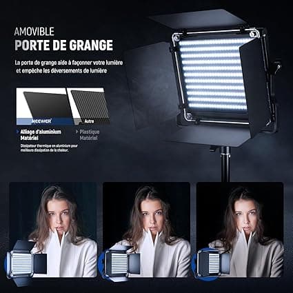 Neewer 2 Packs 660 LED Lumière Dimmable Bicouleur et Support d'E