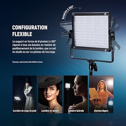 Neewer 2 Packs 660 LED Lumière Dimmable Bicouleur et Support d'E