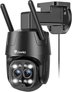 Ctronics 2.5K 4MP 6X Zoom Hybride Caméra Surveillance WiFi Exter