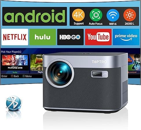 Vidéoprojecteur 4K WiFi 6 Bluetooth 28000 Lumens FHD 1080P, TOPT
