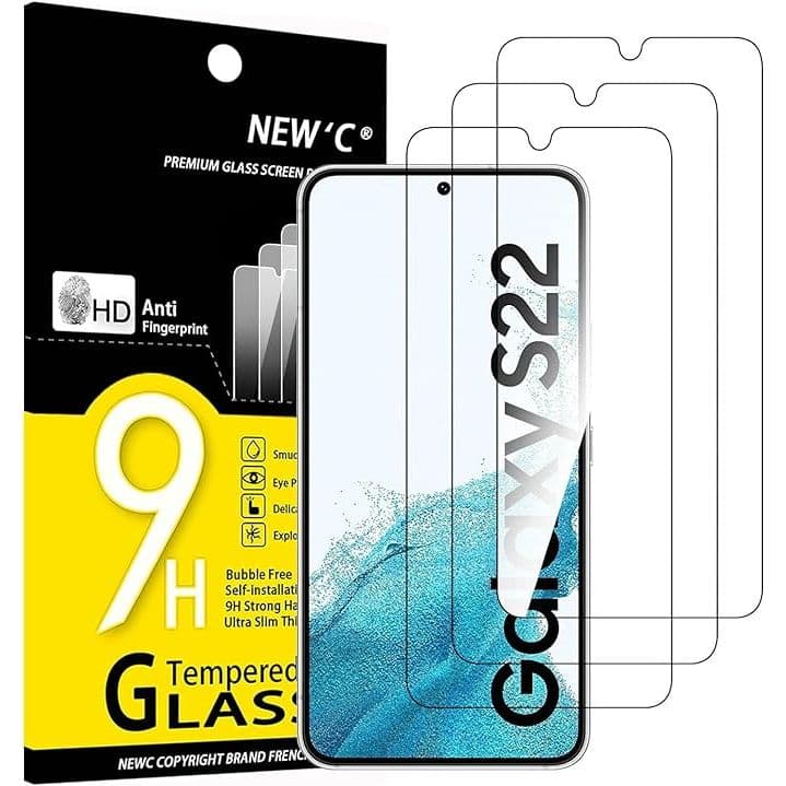 NEW'C Lot de 3, Verre Trempé pour Samsung Galaxy S22 5G