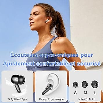 Ecouteurs Bluetooth sans Fil, Casque Bluetooth 5.3 avec HiFi Bas